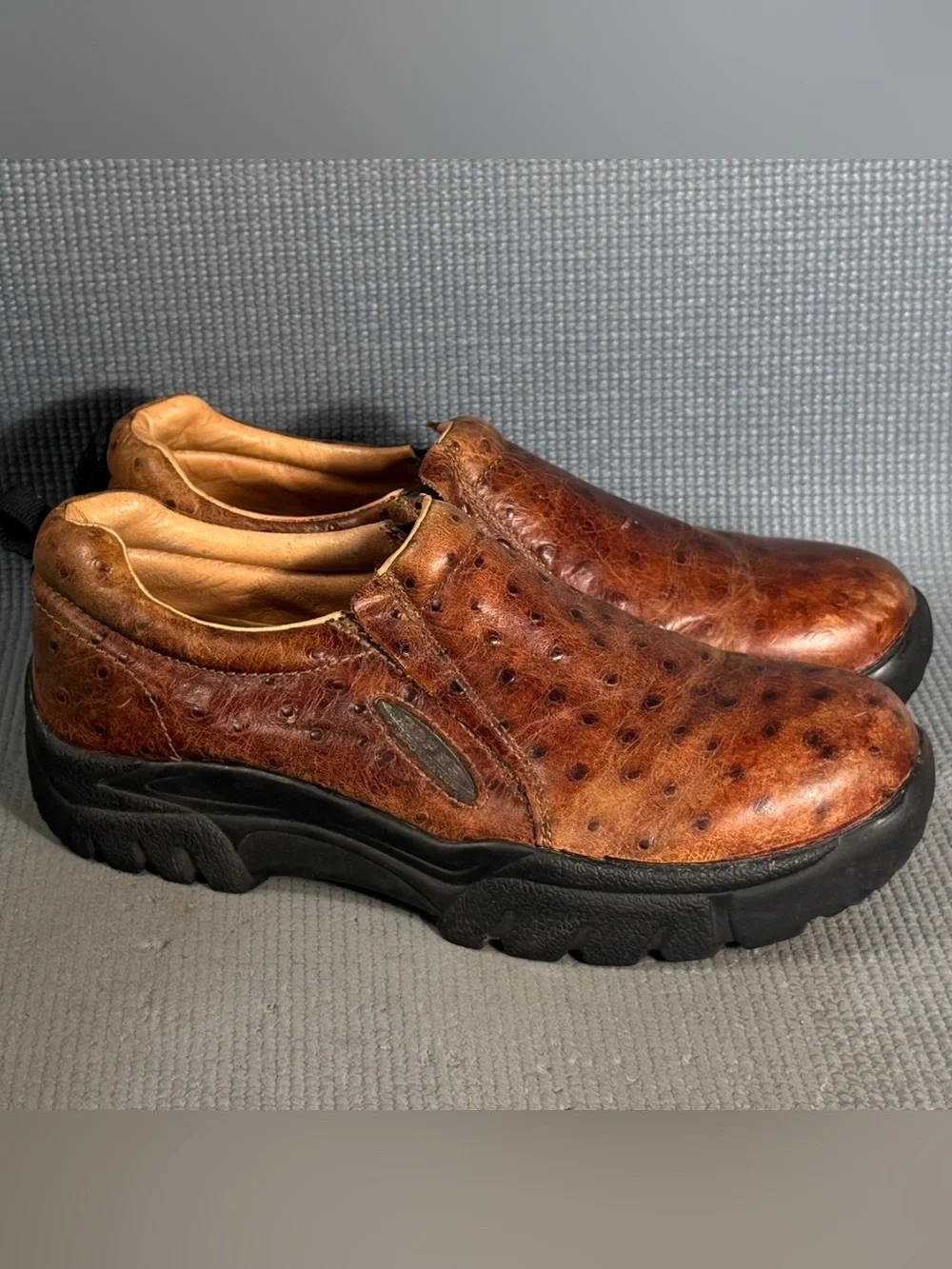 Roper Faux Ostrich Performance Slip On Brown Casual‎ Shoes Men’s Size 11